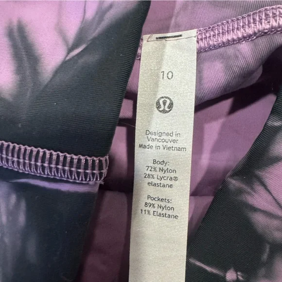 NWT Lululemon Power Thru Tight 25" Over Tie Dye Wisteria Purple Graphite Grey 10